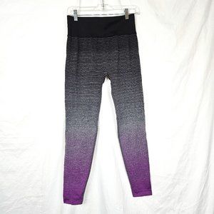 Marika Seamless Yoga Run Leggings Striped Black/Gray/Lavender Size M/L